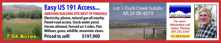 See James Thomas at High Mountain Real Estate in Pinedale for more information about this property.