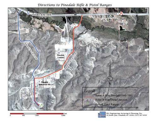 Directions Map to shooting range. Map by WLC Engineering.