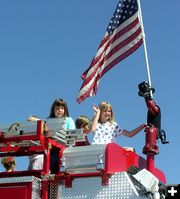 Riding the Fire Truck. Photo by Pinedale Online.
