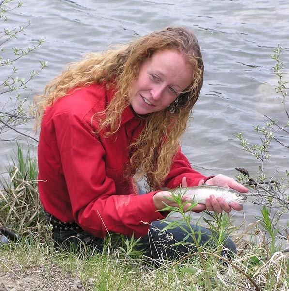 Holding Katies fish. Photo by Dawn Ballou, Pinedale Online.