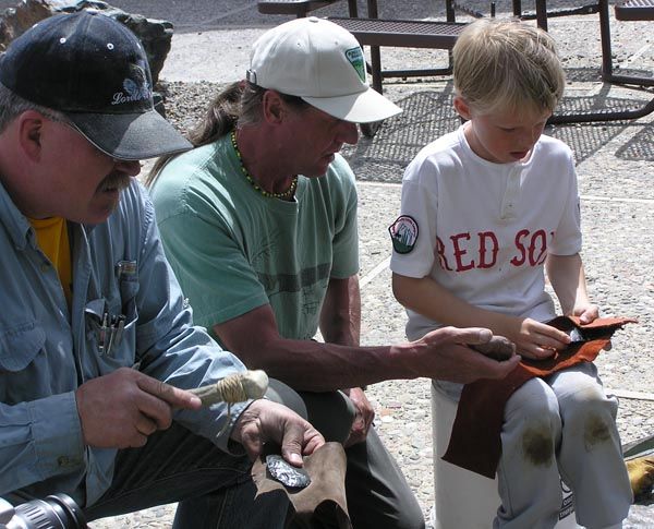 Flint knapping demonstration. Photo by Dawn Ballou, Pinedale Online.