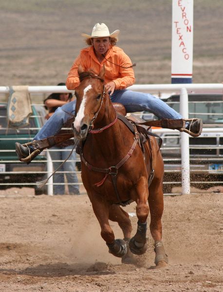 Barrel Racing. Photo by Clint Gilchrist, Pinedale Online.