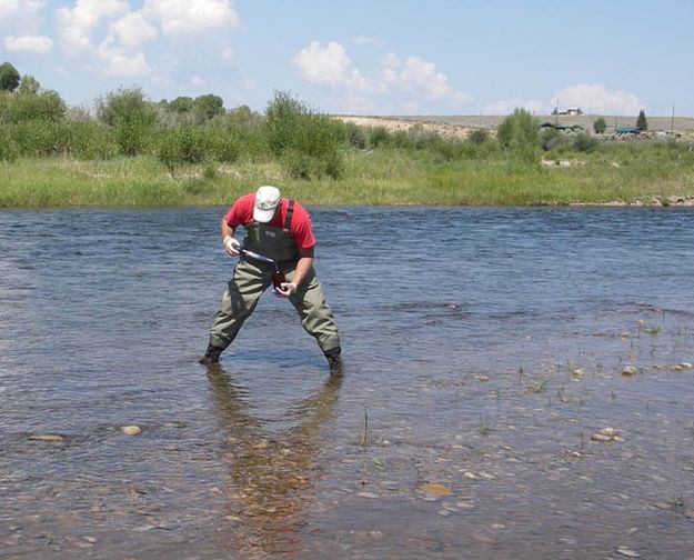 Cleaning up chemical. Photo by Wyoming Game & Fish.