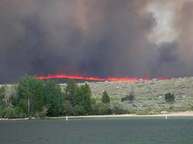 Line of flames. Photo by Jesse Lake, Lakeside Lodge.