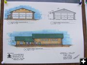 Plans for new fire hall. Photo by Bob Rule, KPIN 101.1 FM Radio.