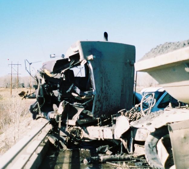 Semi hit guard rail. Photo by Wyoming Highway Patrol.