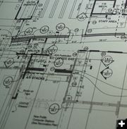 Floor plan of entrance area. Photo by Sublette County Library.