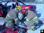 Extricating entrapped victim. Photo by Sublette County Fire Board.