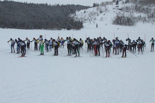 High School Nordic Skiers. Photo by Bob Barrett, Pinedale Ski Education Foundation .