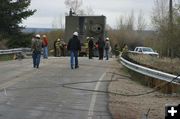 Downed lines on bridge. Photo by Dawn Ballou, Pinedale Online.