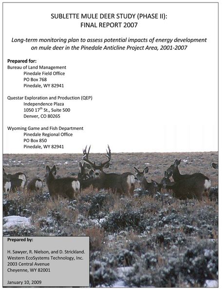 Sublette Mule Deer Report. Photo by Western Ecosystems Technology, Inc .