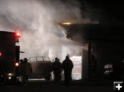 Late night fire. Photo by Bob Rule, KPIN 101.1 FM Radio.