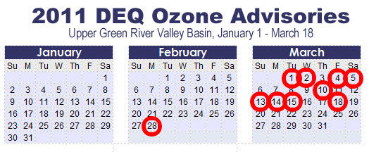 Ozone Calendar. Photo by Pinedale Online.
