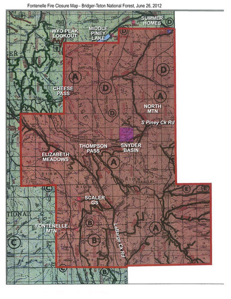 Closure Map. Photo by Pinedale Online.