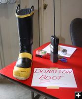 Donation boot. Photo by Dawn Ballou, Pinedale Online.