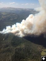 Aerial view of Packer Creek fire. Photo by Bridger-Teton National Forest.