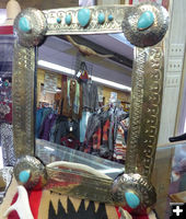 Silver & turquoise frame. Photo by Dawn Ballou, Pinedale Online.