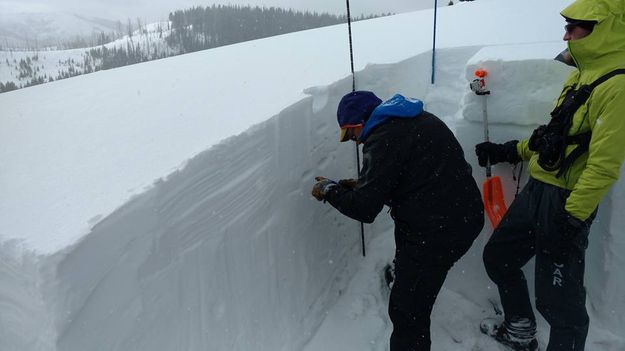 Measuring snow. Photo by Tip Top Search and Rescue.