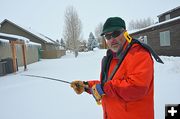 Jim Mitchell Demonstrates Avalanche Probe. Photo by Terry Allen.