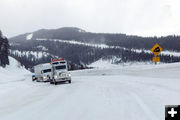Truck on Teton Pass. Photo by Wyoming Highway Patrol.
