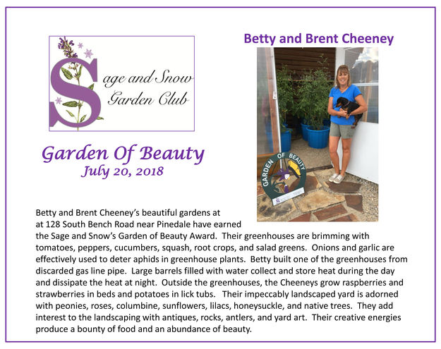 Betty & Brent Cheney. Photo by Sage & Snow Garden Club.