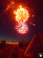 Tipi and fireworks. Photo by Dawn Ballou, Pinedale Online.