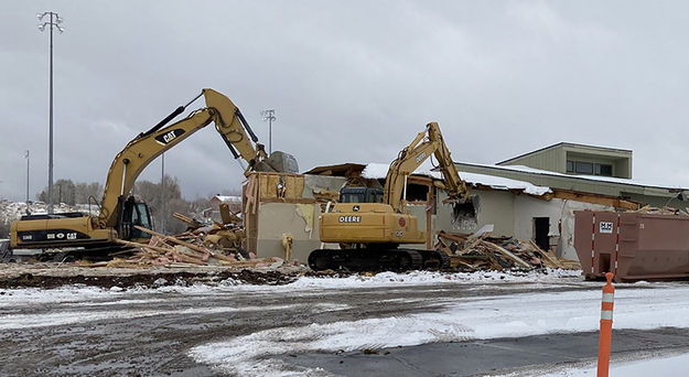 Demolition. Photo by Dawn Ballou, Pinedale Online.