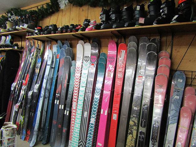Skis, Snowboards and Boots. Photo by Dawn Ballou, Pinedale Online.