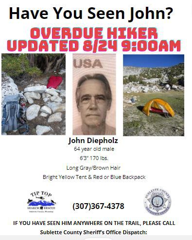 Missing hiker. Photo by Sublette County Sheriff's Office.