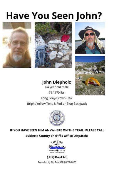 Missing Person. Photo by Sublette County Sheriff's Office.