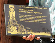 National Register plaque. Photo by Pinedale Online.