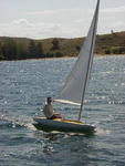 One man sailing, Fremont Lake Sailing Regatta, Pinedale Boat Club