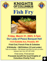 Fish Fry March 31. Photo by .