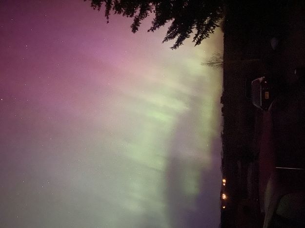 May 11 2024 morning aurora. Photo by Bob Rule, KPIN 101.1 FM Radio.