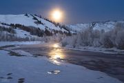 Setting Moon On The Hoback River. Photo by Dave Bell.